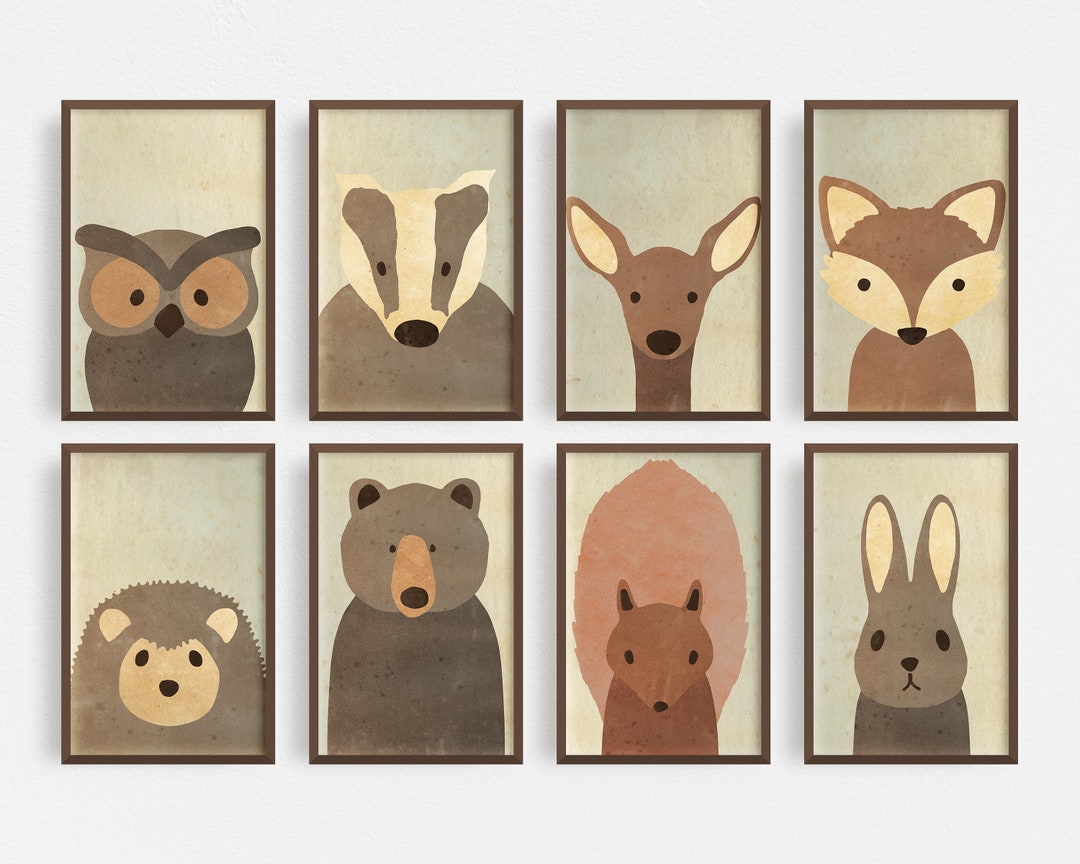 Woodland Nursery Prints Nursery Room Decor Forest Animal Etsy