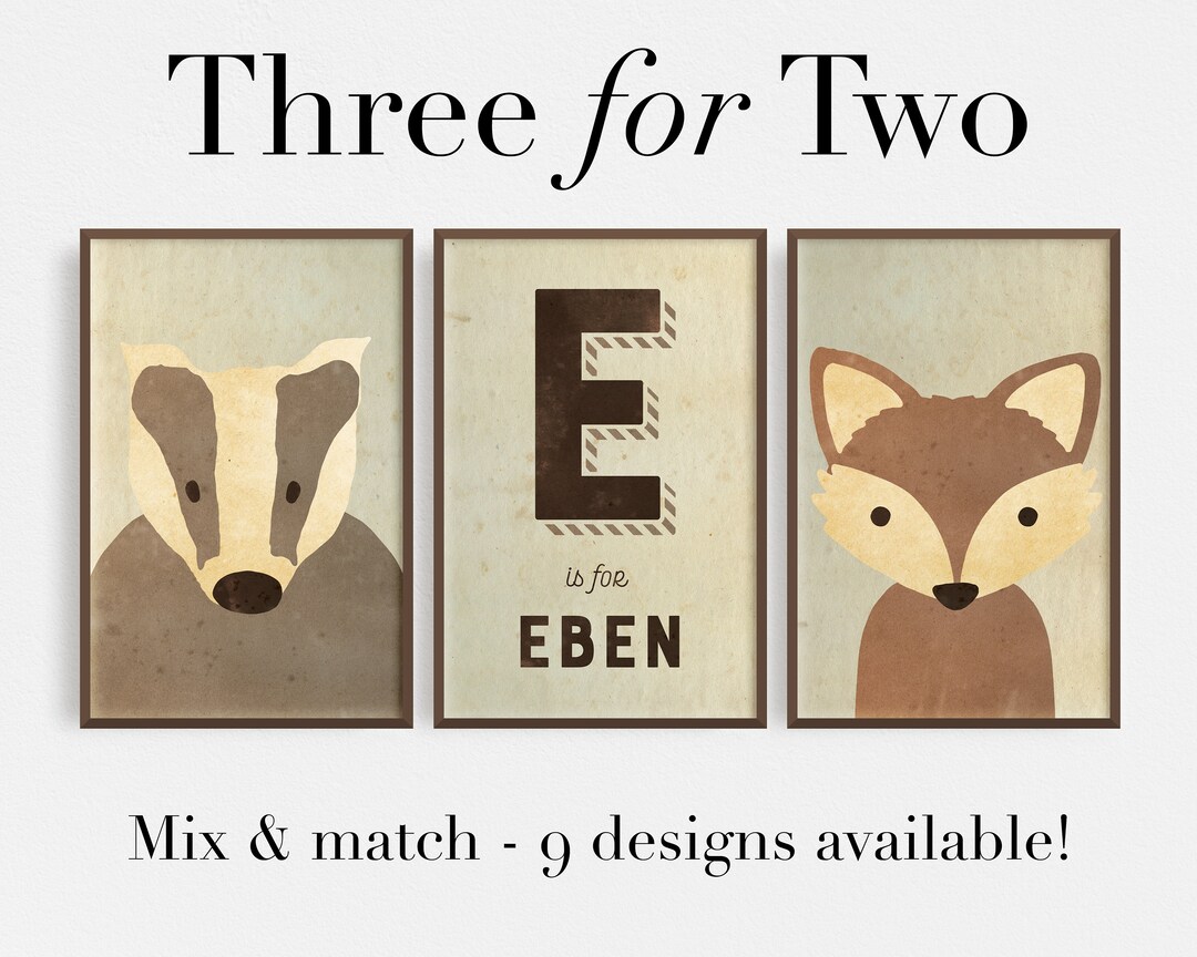 Woodlands Nursery Print Set / Woodland Nursery Decor / Forest Etsy