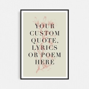 Custom Text Print, Personalised Text Print, Custom Lyrics Print, Custom ...