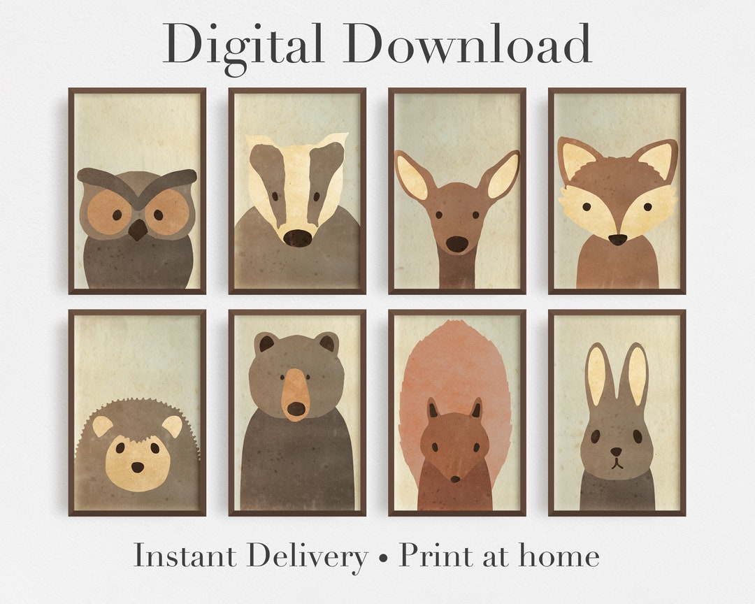 Woodland Nursery Digital Printable File Set Nursery Room Decor Forest ...