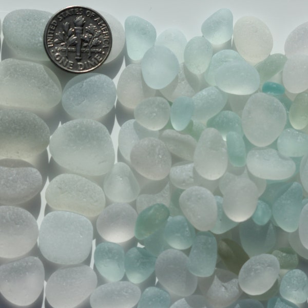 English sea glass - 105 pieces of seafoam and white shades - various sizes