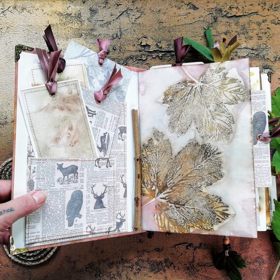 Eco Printed A5 With Canvas Journal Cover / Mixed Media Etsy