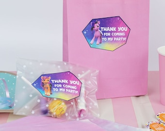 My Little Pony Thank You Party stickers, My Little Pony Party labels, My Little Pony Verjaardagsfeestje, My Little Pony thema verjaardagsfeestje