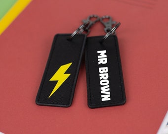 Lightning Bolt Keyring, Personalised Keyring for Teacher, Teacher gifts, End of term gift, Thank you Teacher gift, Teacher keyring