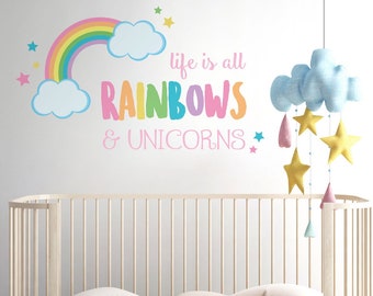 Life is all rainbows and unicorns Wandtattoo, Einhorn Wandtattoo, Einhorn Wandtattoo, Einhorn Wandtattoo