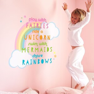 Unicorn quote wall sticker, quote wall decal, rainbow wall decal, unicorn wall decal, unicorn room decor