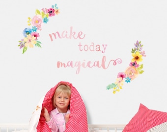 Make today magical wall sticker quote, quote wall decal, unicorn room decor