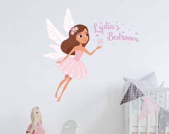 Personalised sparkle fairy wall sticker, fairy wall decal