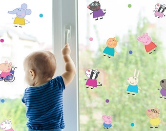 Peppa Pig & friends window sticker pack, Peppa Pig window stickers