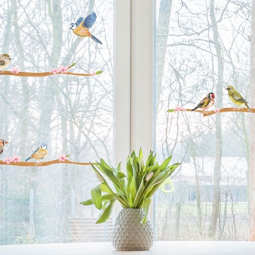 Spring Bird Window Stickers Bird Window Decoration Spring Etsy Canada