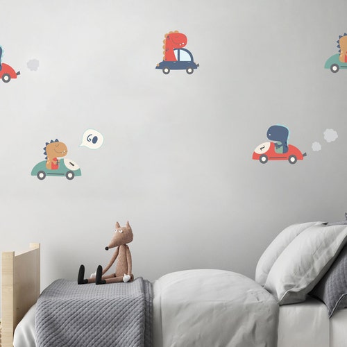 Dinosaur Car Wall Stickers Dinosaur Wall Decals Etsy