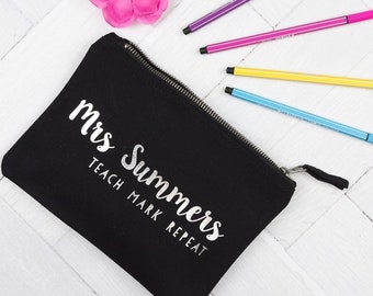 Enseñanza personalizada. Marca. Repetir estuche de lápiz, Regalo personalizado del profesor