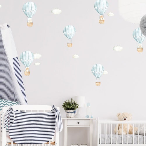 Blue Hot Air Balloon Wall Stickers Hot Air Balloon Wall Etsy Australia
