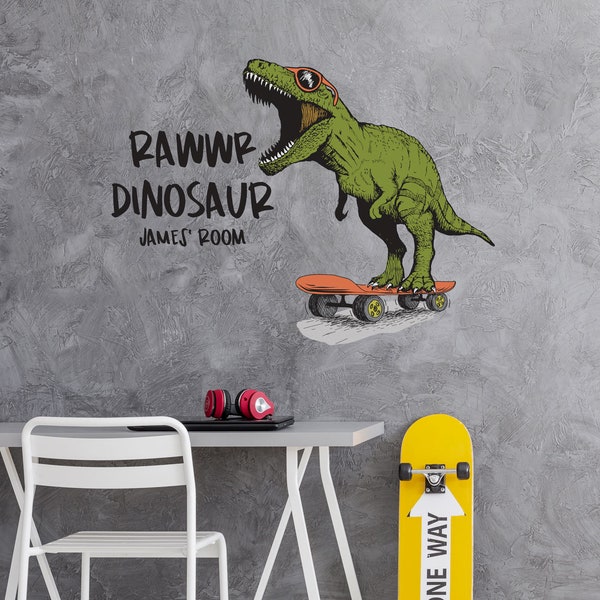 Personalisierte rawwr Dinosaurier Wandaufkleber, Dinosaurier-Wand-Aufkleber