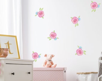 Watercolour rose wall stickers, flower wall decal, flower wall sticker, unicorn wall decal, watercolour wall decal