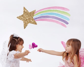 Shooting Star wall sticker, Shooting Star wall decal, Rainbow themed wall decor, Unicorn room wall sticker