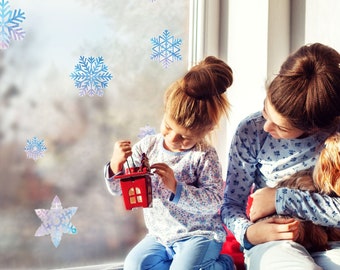Watercolour Snowflake window stickers, Christmas window stickers, Snowflake window stickers, Winter window display, Christmas window decal