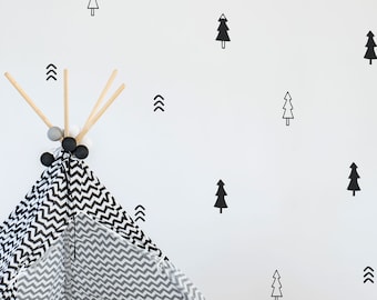 Paquete de pegatinas de pared del bosque de pino, calcomanía de la pared del bosque