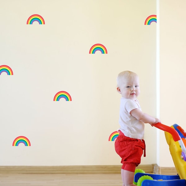 Pegatinas de pared de arco iris brillante, calcomanía de pared de arco iris, decoración de la habitación arco iris