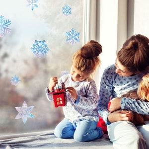 Aquarell Schneeflocke Fensteraufkleber, Weihnachtsfensteraufkleber, Schneeflocke-Fensteraufkleber, Winter-Fensteranzeige, Weihnachtsfensteraufkleber
