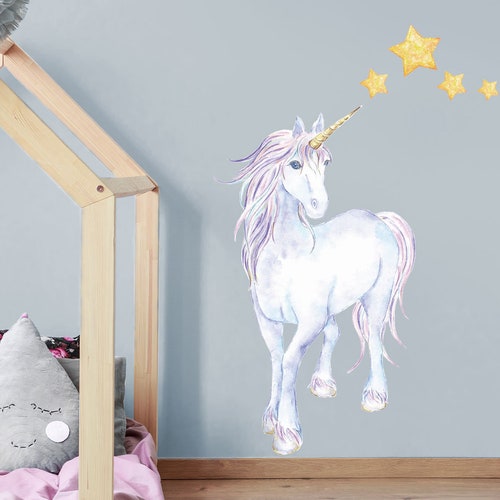 Mythical Unicorn and Stars Wall Sticker Unicorn Wall Decal Etsy