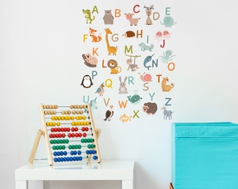Animal alphabet wall sticker, alphabet wall decal