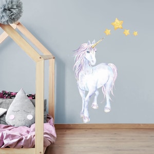 Mythical unicorn and stars wall sticker, unicorn wall decal, unicorn room decor