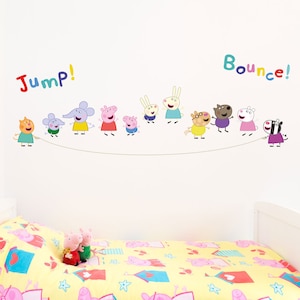 Peppa Pig and Friends Wandsticker, Peppa Pig Springseil Wandsticker, Peppa Pig Wandsticker