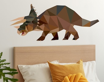 Geometrischer Triceratops Dinosaurier Wandtattoo, Dinosaurier Wandtattoo