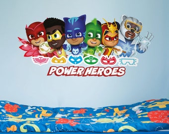 PJ Masks Power Heroes wall sticker, PJ Masks wall sticker, PJ Masks wall decal, Pj Masks themed bedroom, Pj masks room