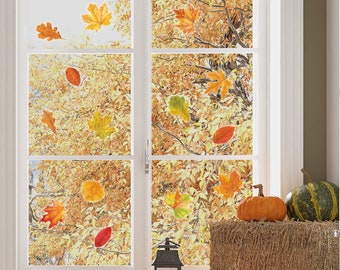 Autumn leaves window stickers, Autumnal leaves window sticker, Autumn decoration, Fall decoration, Autumn window stickers