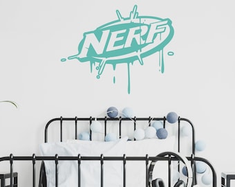 Pegatina de pared Nerf Splat, pegatina de pared Nerf, calcomanía de pared Nerf, dormitorio temático Nerf, paquete de pegatinas de pared Nerf