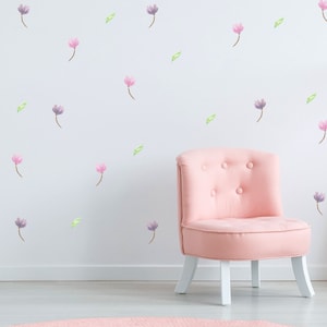 Watercolour flower wall stickers, watercolor flower wall decals