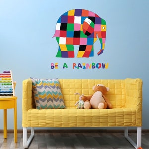 Elmer be a rainbow wall sticker, Elmer the patchwork elephant wall sticker