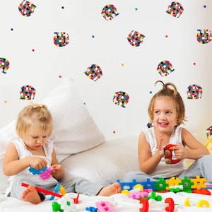 Elmer colourful stickaround wall sticker pack, Elmer the patchwork elephant wall sticker