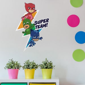 PJ Masks Super Team wall sticker, PJ Masks wall sticker, PJ Masks wall decal, Pj Masks themed bedroom, Pj masks room