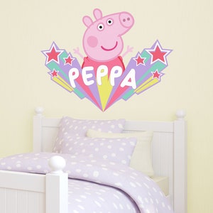 Peppa Pig starburst wall sticker, Peppa Pig wall decal