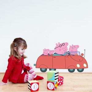 Naklejka ścienna Peppa Pig na samochód, naklejka ścienna Peppa Pig