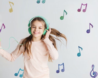 Watercolour music notes wall sticker, Music wall decal