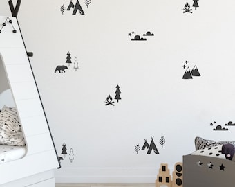 Paquete de pegatinas de pared stickaround de aventura de montaña, calcomanía de pared de montaña