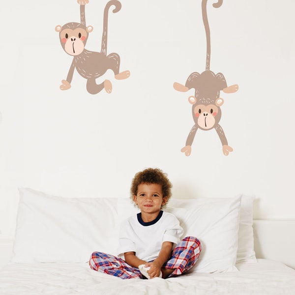 Monkey wall sticker pack - Jungle wall sticker, monkey wall decal