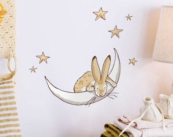 Guess How Much I Love You wall sticker, Moon and Stars wall sticker, Hare wall decal, Nursery wall sticker, Nursery wall decal