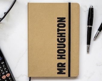 Personalised Notebook, Bold Kraft Notebook, Personalised teacher gift, Personalised Christmas Gift Idea