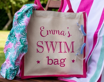 Personalised Swim Bag, Swimming Canvas Bag, Personalised Swimming Gift, Personalised Swimming Bag