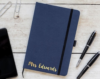 Personalised Notebook, Script Name Foil Notebook, Personalised Valentine's Day gift, End of Term Teacher Gift