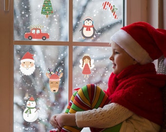 Christmas window stickers Christmas Window Decorations Xmas Decor Window Santa Window Stickers Reusable Kids Children Cleanly Removable