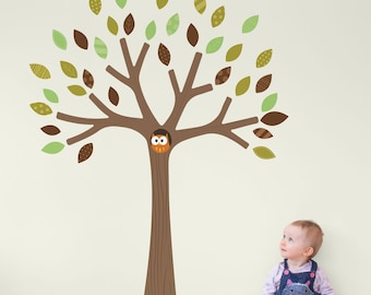 Etiqueta engomada de la pared del árbol del bosque, calcomanía de la pared del árbol