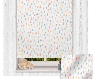 Pastel raindrops roller blind, Children's roller blind, Made to measure, Pastel roller blind