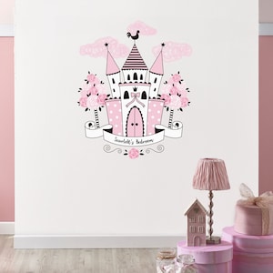 Personalised Princess Castle wall sticker, Princess Castle wall decal, Castle wall sticker, Custom Princess Castle wall sticker