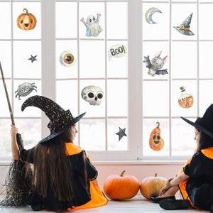 Halloween Watercolour window sticker pack, Halloween window stickers, Halloween window decoration, Halloween decoration